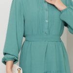 Sommer Maxikleid mit Knopfleiste und Taillengürtel