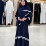Abaya Set mit Khimar und Kontraststreifen – Schwarz & Navy – Bild 4
