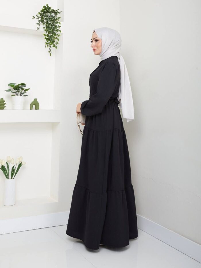 Sommer Maxikleid mit Knopfleiste und Taillengürtel