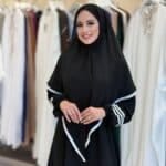 Abaya Set mit Khimar und Kontraststreifen – Schwarz & Navy – Bild 10