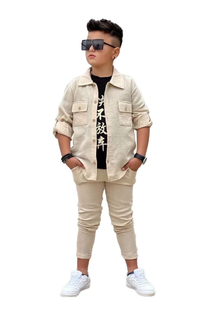 Jungen 3-teiliges Set – Hemd, T-Shirt & Hose | Sommer Look 2025 – Bild 1