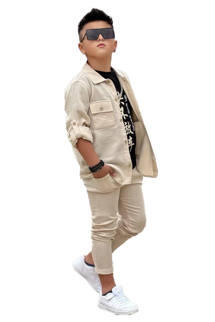 Jungen 3-teiliges Set – Hemd, T-Shirt & Hose | Sommer Look 2025 – Bild 2