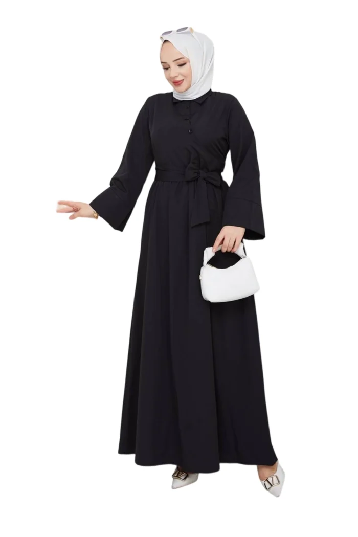 Damen Maxikleid mit Taillengürtel – Langarm, Elegant & Farbig | Sommermode 2025 – Bild 7