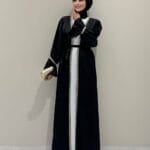 Elegant Festive Abaya with Glitter Accents and Waist Belt - Image 6