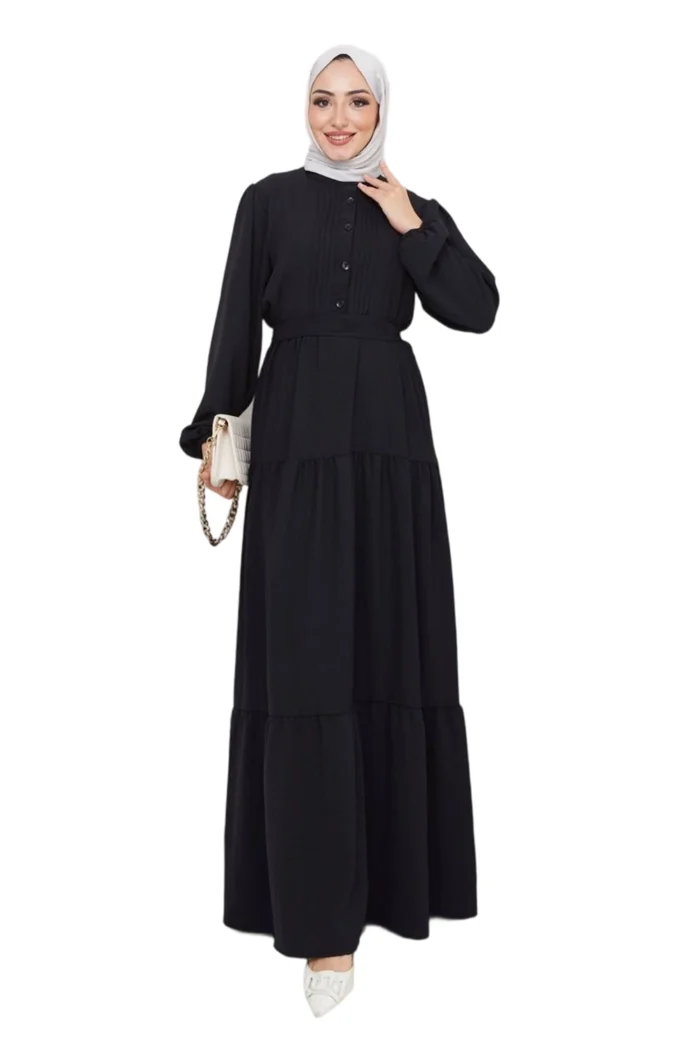Sommer Maxikleid mit Knopfleiste und Taillengürtel