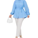 Damen Bluse mit Knopfleiste und Ballonärmeln | Locker geschnitten für Sommer 2025 – Bild 7