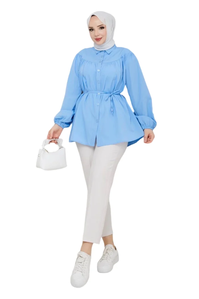 Damen Bluse mit Knopfleiste und Ballonärmeln | Locker geschnitten für Sommer 2025 – Bild 7
