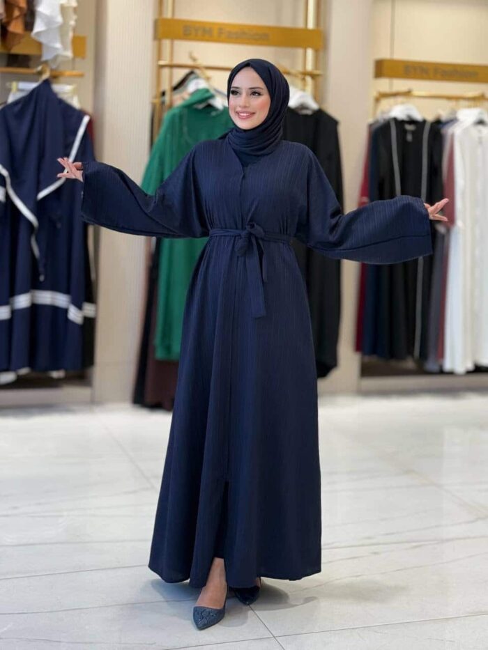 Elegante Crinkle-Abaya mit Gürtel – Stilvoll & Zeitlos – Bild 6