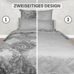 Bettwäsche 3-teiliges Set in Schwarz und Silbergrau | OEKO-TEX zertifiziert – Bild 3