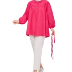 Damen Bluse mit Knopfleiste und Ballonärmeln | Locker geschnitten für Sommer 2025 – Bild 11