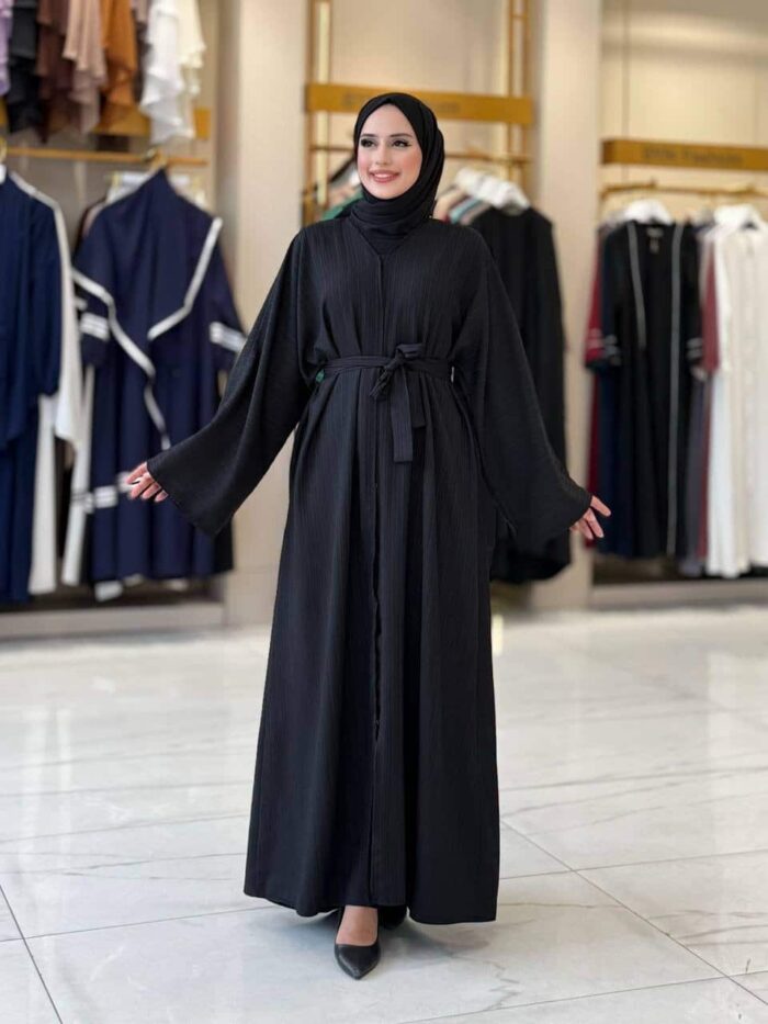 Elegante Crinkle-Abaya mit Gürtel – Stilvoll & Zeitlos – Bild 2