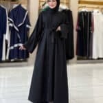 Elegante Crinkle-Abaya mit Gürtel – Stilvoll & Zeitlos – Bild 3