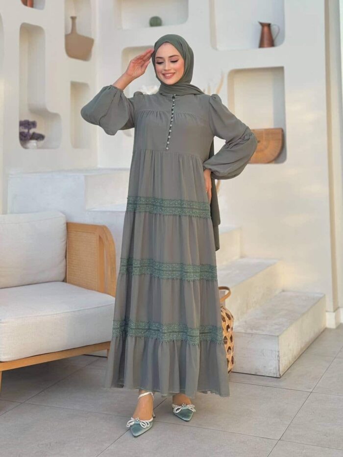 Elegantes Maxikleid mit Volants und Spitzendetails – Luftig & Blickdicht – Bild 7