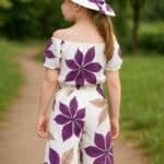 Sommer Mädchen Jumpsuit mit Blumenprint & Sonnenhut – Off-Shoulder Style – Bild 3
