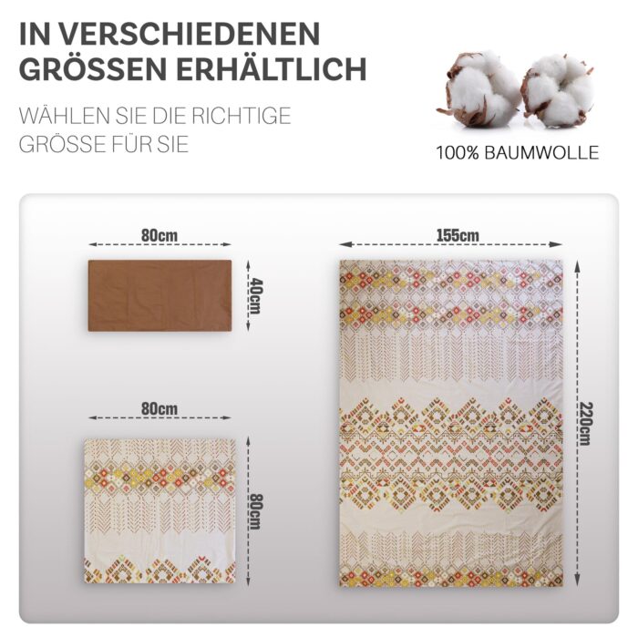 Bettwäsche 3-teiliges Set mit Rauten und Punktmustern | OEKO-TEX zertifiziert – Bild 7