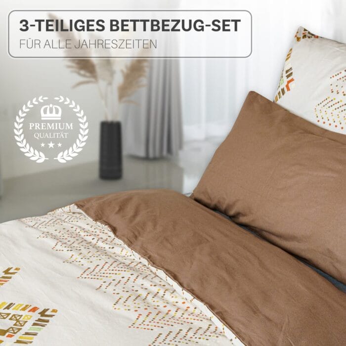 Bettwäsche 3-teiliges Set mit Rauten und Punktmustern | OEKO-TEX zertifiziert – Bild 4