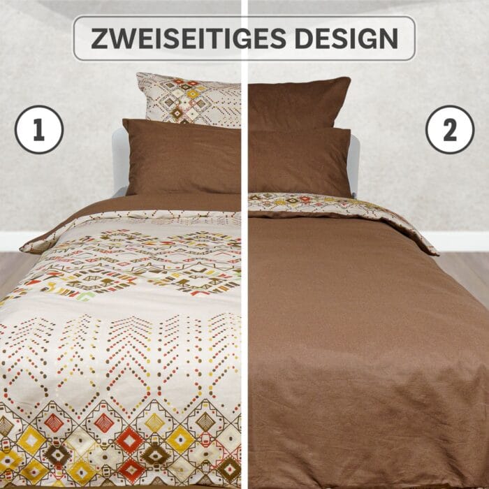 Bettwäsche 3-teiliges Set mit Rauten und Punktmustern | OEKO-TEX zertifiziert – Bild 3
