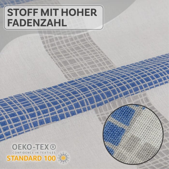 Bettwäsche-Set mit blau-grauen Karos auf Weiß | OEKO-TEX® zertifiziert – Bild 4