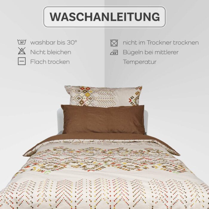 Bettwäsche 3-teiliges Set mit Rauten und Punktmustern | OEKO-TEX zertifiziert – Bild 2