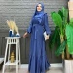 Plissee-Kleid aus Chiffon in Indigo | elegant, gefüttert & stilvoll für jeden Anlass – Bild 3