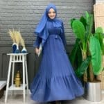 Plissee-Kleid aus Chiffon in Indigo | elegant, gefüttert & stilvoll für jeden Anlass – Bild 2