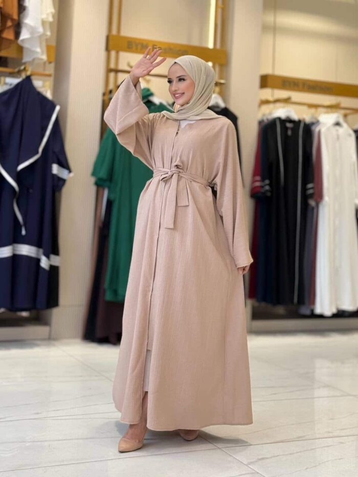 Elegante Crinkle-Abaya mit Gürtel – Stilvoll & Zeitlos – Bild 10