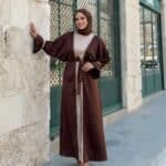 Elegant Festive Abaya with Glitter Accents and Waist Belt - Image 2