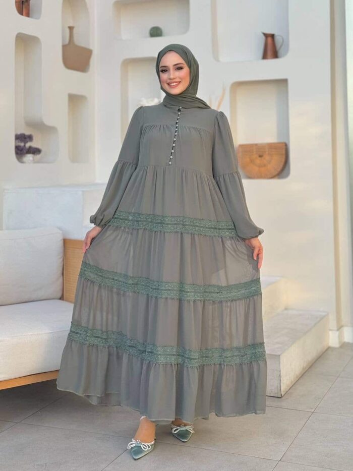 Elegantes Maxikleid mit Volants und Spitzendetails – Luftig & Blickdicht – Bild 10