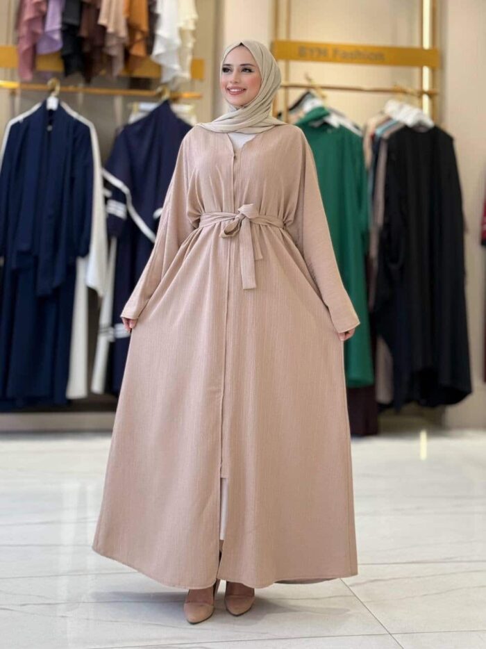 Elegante Crinkle-Abaya mit Gürtel – Stilvoll & Zeitlos – Bild 9