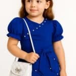 Elegantes Mädchenkleid – Royalblau mit Perlen & Schleife – Festlich & Modern – Bild 2