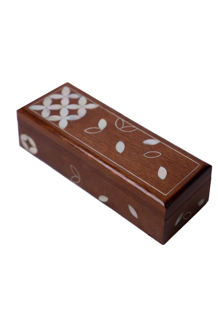 Handgefertigte Holzbox mit Perlmutt-Inlay – Bild 2