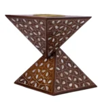 Pyramidenförmiger Räuchergefäßhalter mit Perlmutt-Inlay & Kupferschale – Bild 5