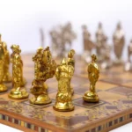 Schachspiel Metallfiguren Mosaikbrett - Handgefertigtes Schachset – Bild 2