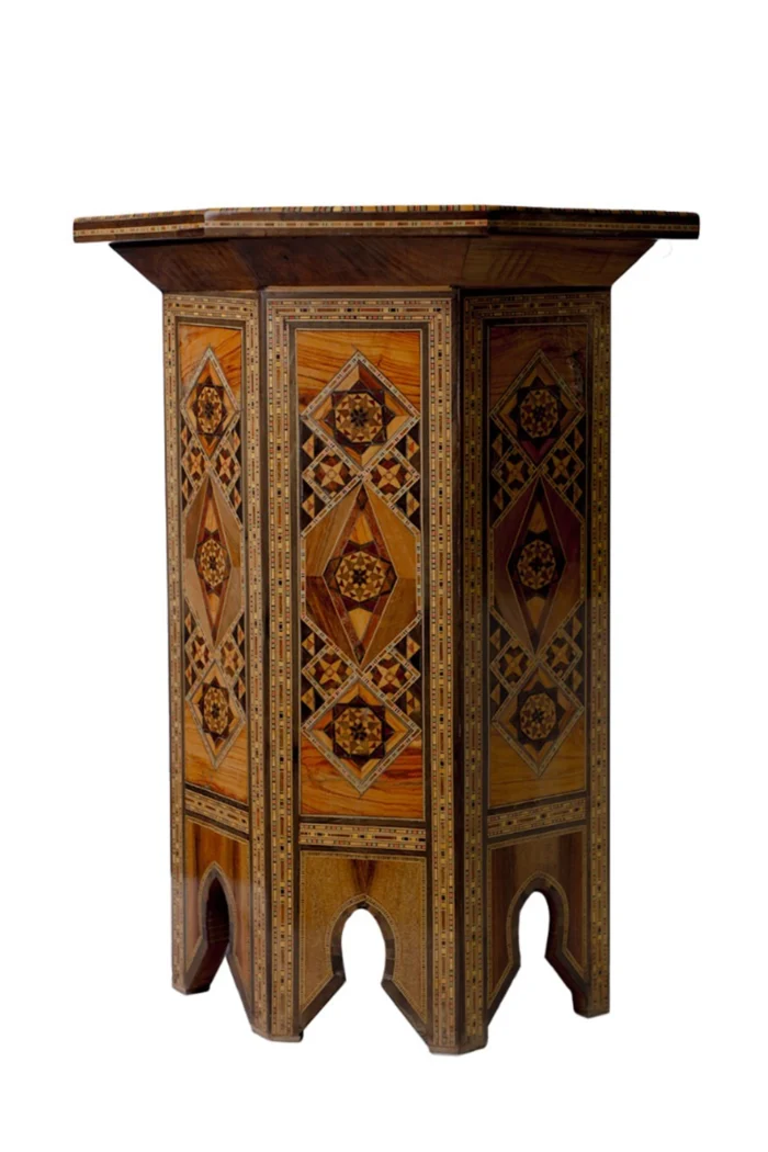 Oktagonaler Mosaiktisch aus Holz – orientalisches Design – Bild 2