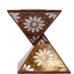 Pyramidenförmiger Räuchergefäßhalter mit Perlmutt-Inlay & Kupferschale – Bild 3