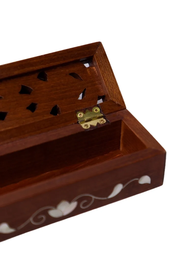 Handcrafted Wooden Box with Mother of Pearl Inlay – Floral Design – Bild 3