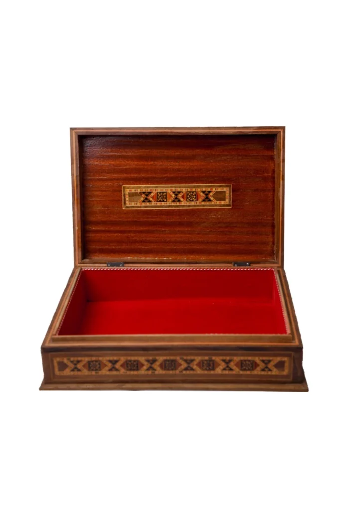 Vintage Mosaikbox mit rotem Samt – Handgefertigte Holzbox – Bild 2