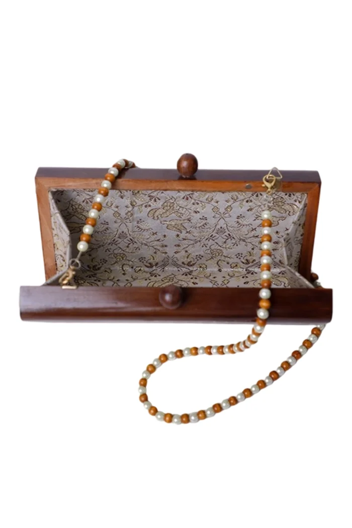 Damenhandtasche Holz mit Perlmutt-Intarsie – handgefertigt & einzigartig – Bild 2