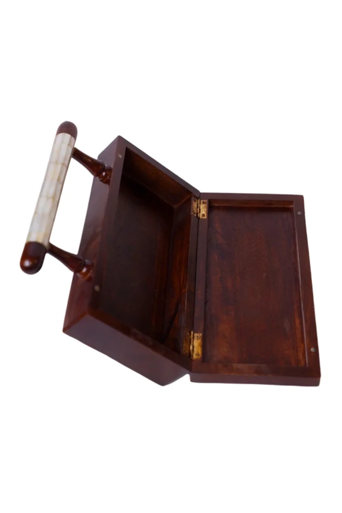 Damenhandtasche Holz mit Perlmutt-Intarsie – handgefertigt & einzigartig – Bild 6