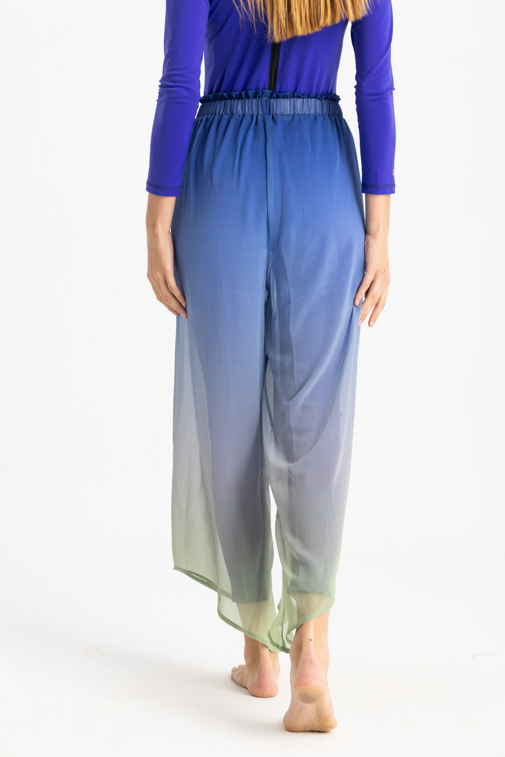 KHA-4637-2.jpg Cover-Up Strandhose Grün - Leichte Sommerhose mit Farbverlauf – Bild 2