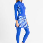 Muslima Badeanzug Feel Free Aqua Splash - Türkiser Schwimmanzug – Bild 2