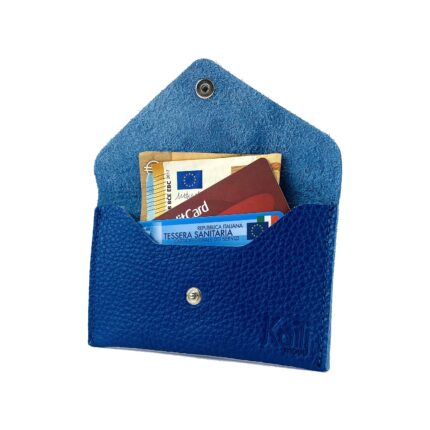 Kleines Leder-Etui mit Klappe | Blau