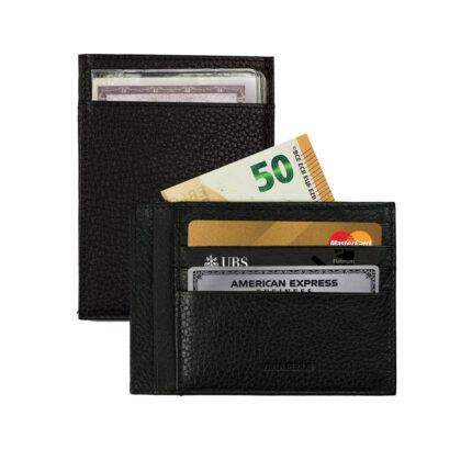 Leather RFID card case for documents & cards | Black