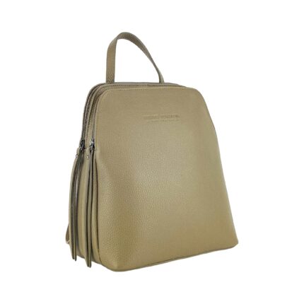 Damen-Leder-Rucksack mit Doppelfach | Taupe