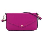 Damen-Ledertasche mit goldener Kette aus Echtleder  | Violett-Pink – Bild 2