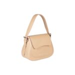Leder-Schultertasche "EMMA" mit Klappe | Beige – Bild 5