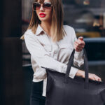 Damen-Lederhandtasche aus Echtleder | Schwarz – Bild 5