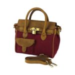 Mini Canvas and Leather Handbag | Bordeaux