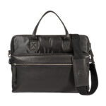 Modern Nylon & Leather Briefcase with Inner Pocket | Black