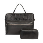 Modern Nylon & Leather Briefcase with Inner Pocket | Black - Image 3